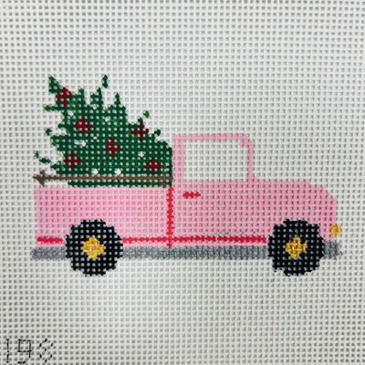 Pink Christmas Truck Needlepoint Canvas