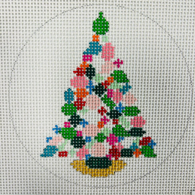 Trees in Pastel Dots Ornament Needlepoint Canvas