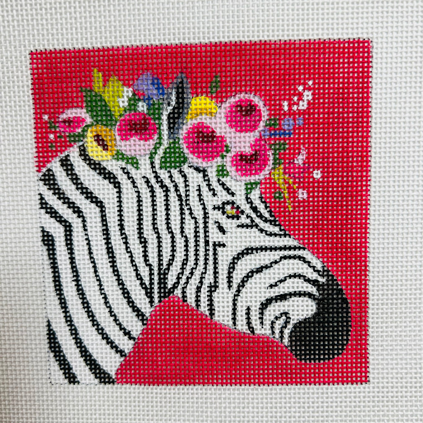 Zebra with Crown Needlepoint Canvas