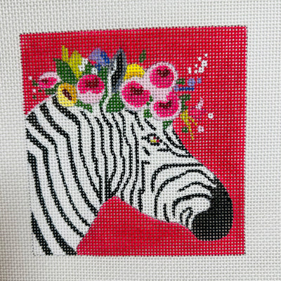 Zebra with Crown Needlepoint Canvas