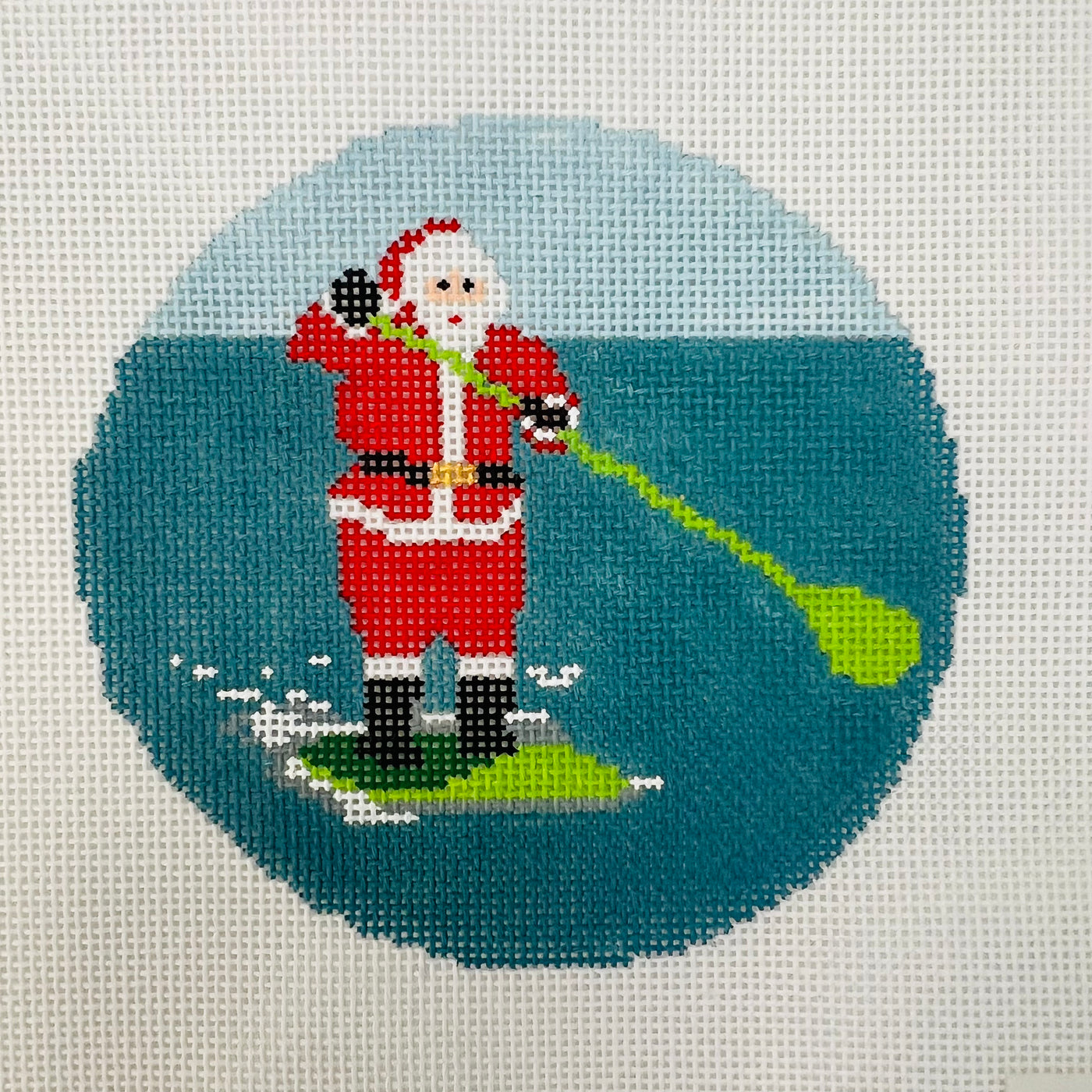 Sporty Santa - Paddleboarding Needlepoint Canvas