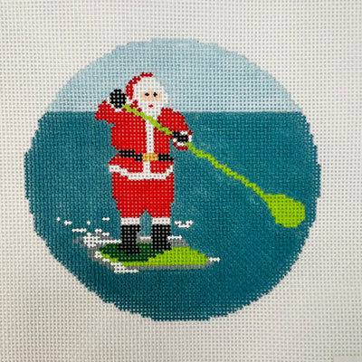 Sporty Santa - Paddleboarding Needlepoint Canvas