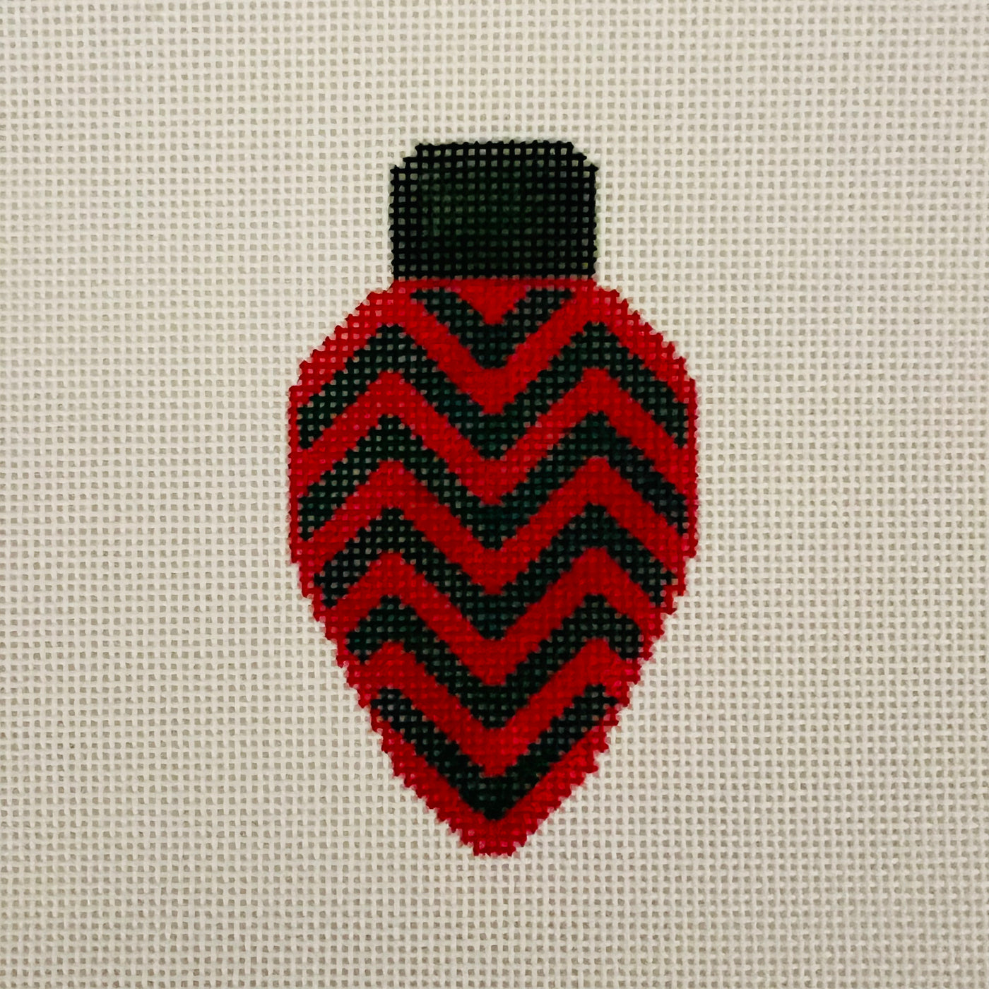 Red and Green Chevron Bulb Ornament Needlepoint Canvas