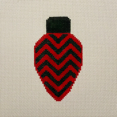 Red and Green Chevron Bulb Ornament Needlepoint Canvas