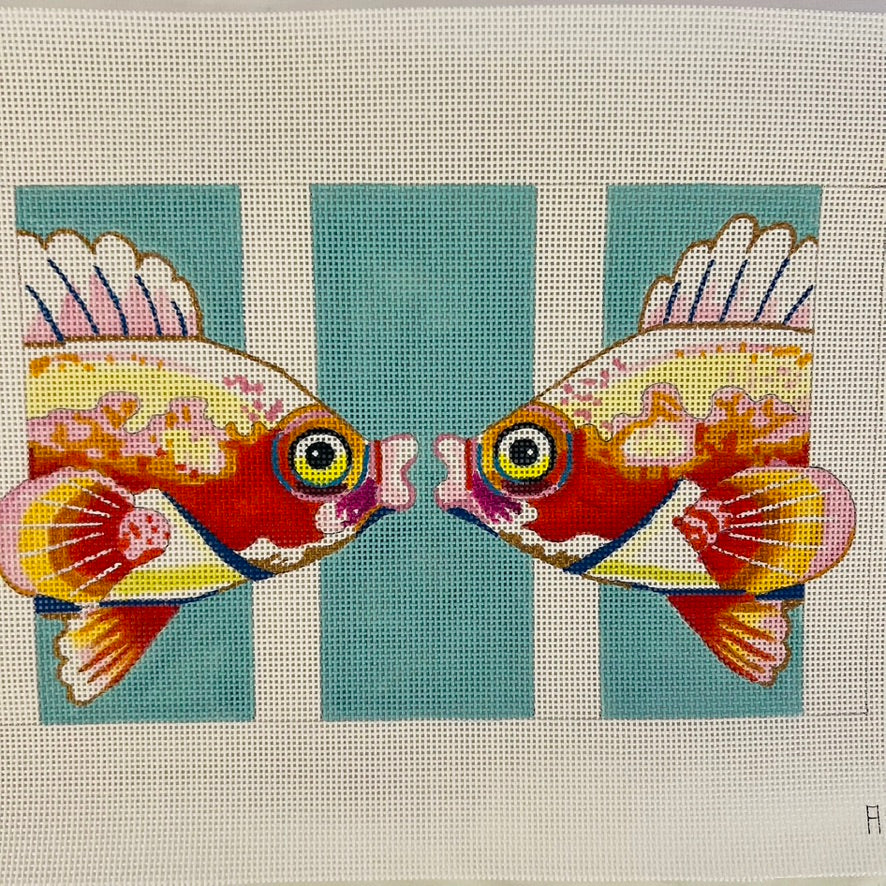 Fish Kiss Bolster or Clutch Needlepoint Canvas