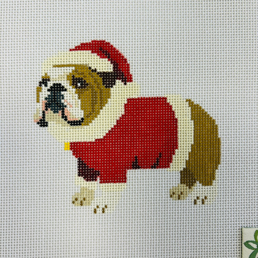 Santa Bulldog Needlepoint Canvas