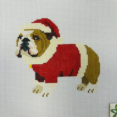 Santa Bulldog Needlepoint Canvas