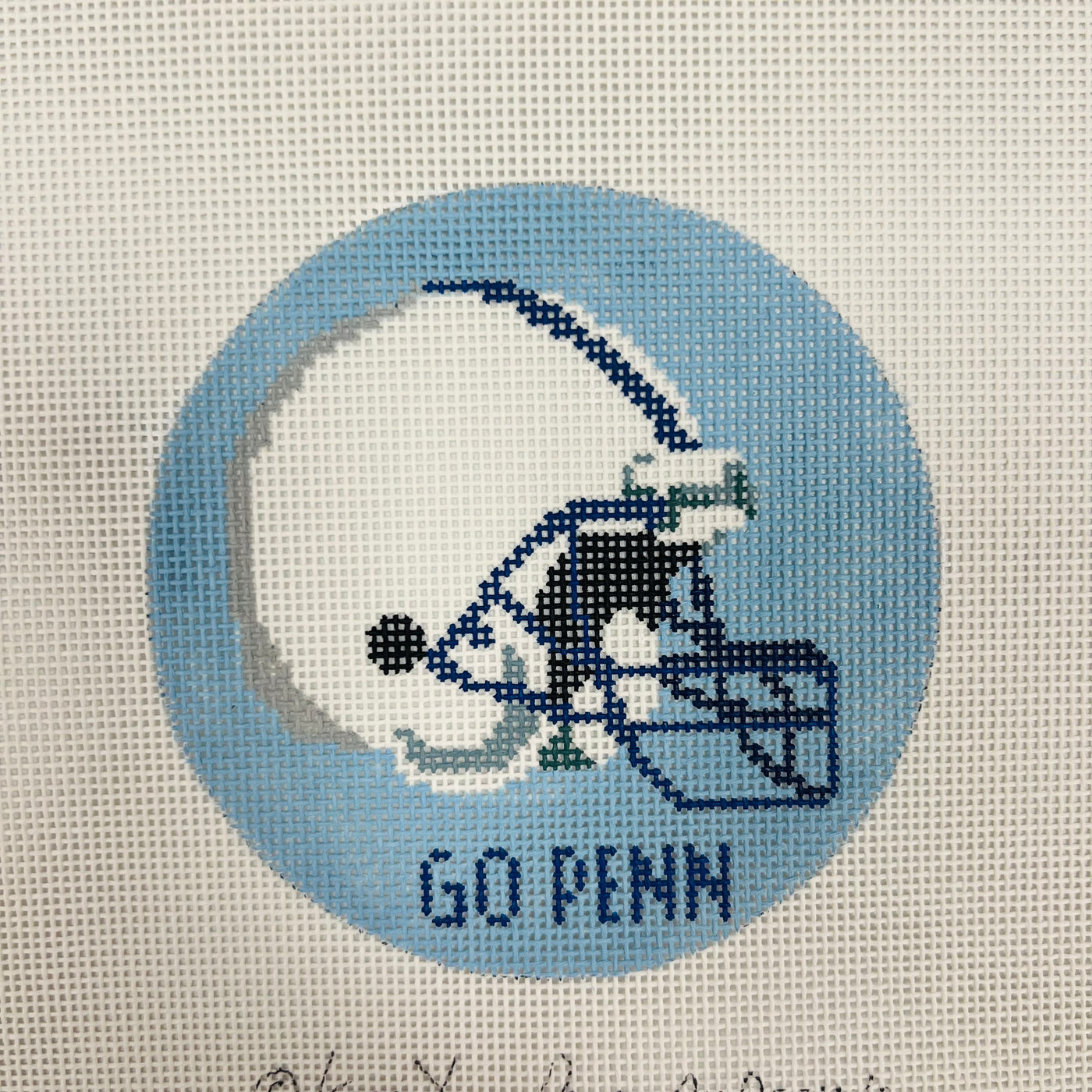 Penn State Helmet Football Round Needlepoint Canvas