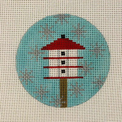 Bird House with Stars Ornament Needlepoint Canvas