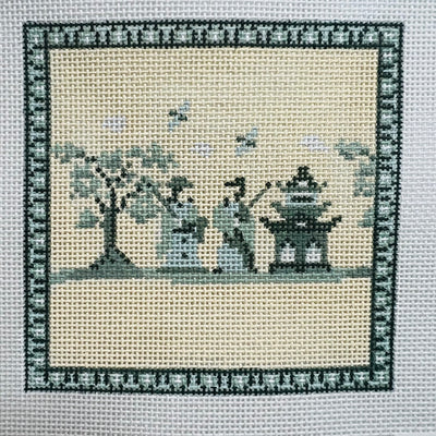 Toile Coaster Green Needlepoint Canvas