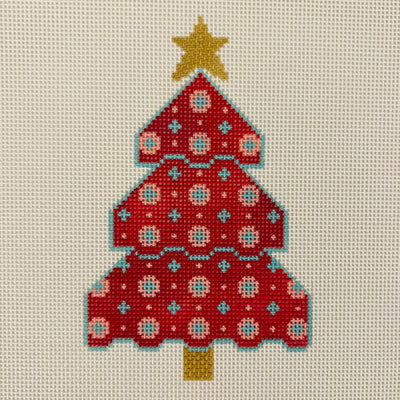 Hot Pink Christmas Tree Ornament Needlepoint Canvas