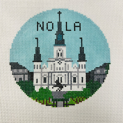 New Orleans NOLA Round Ornament Needlepoint Canvas