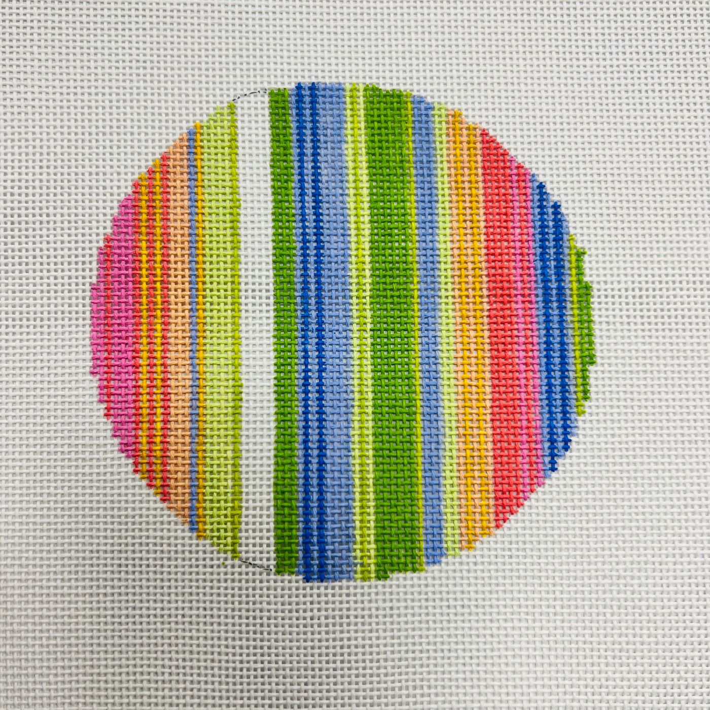 Lulu Stripes Ornament/Round Insert Needlepoint Canvas