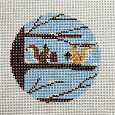 Squirrely Gift Exchange Needlepoint Canvas