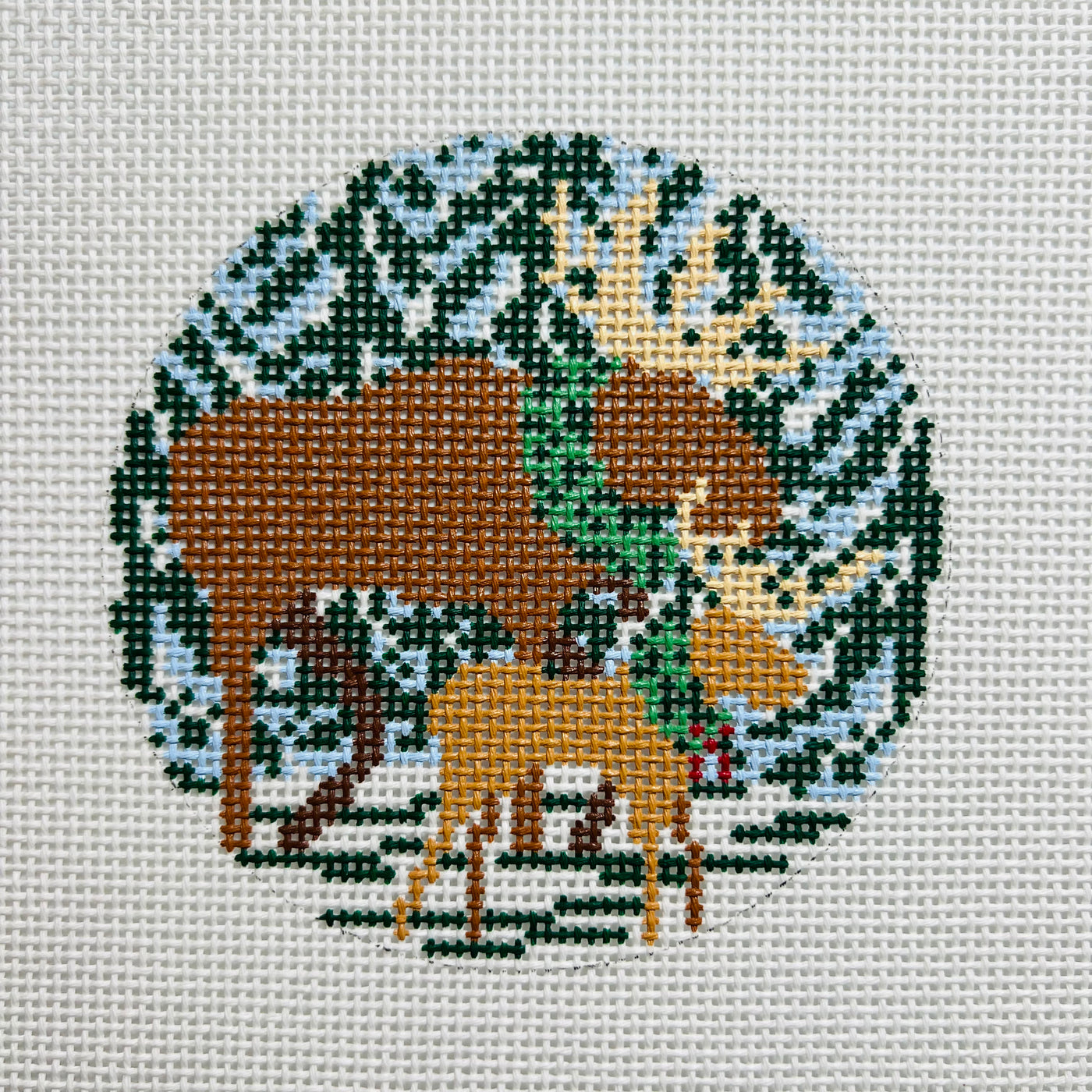 Walking in a Winter Moose-land Needlepoint Canvas