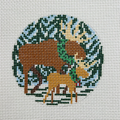 Walking in a Winter Moose-land Needlepoint Canvas