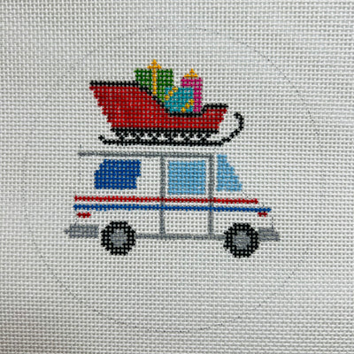 USPS Christmas Delivery Truck Ornament Needlepoint Canvas