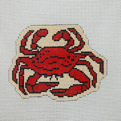 Red Crab on Tan Ornament Needlepoint Canvas