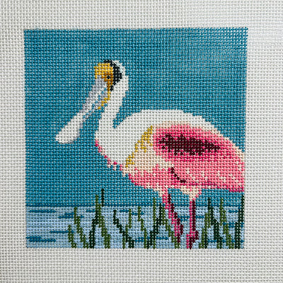 Spoonbill Coaster Needlepoint Canvas