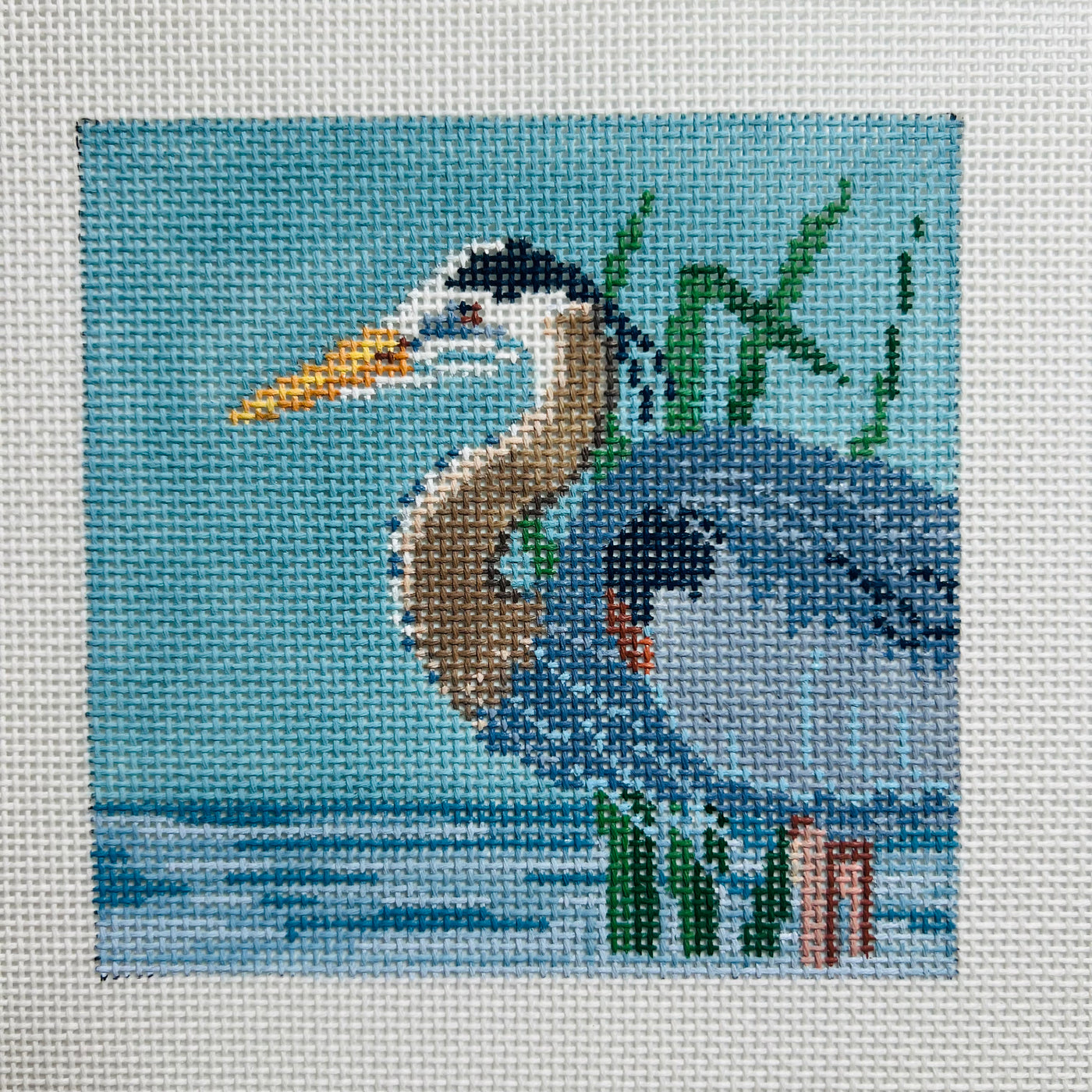 Grey Heron Coaster Needlepoint Canvas