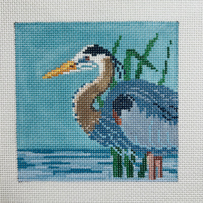 Grey Heron Coaster Needlepoint Canvas