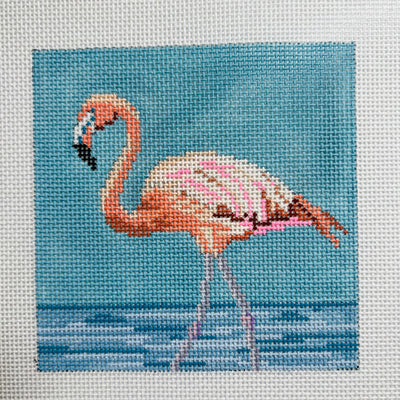 Pink Flamingo Coaster Needlepoint Canvas