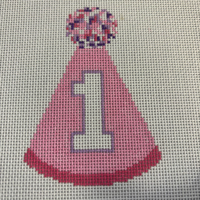 First Birthday Pink Hat Needlepoint Canvas