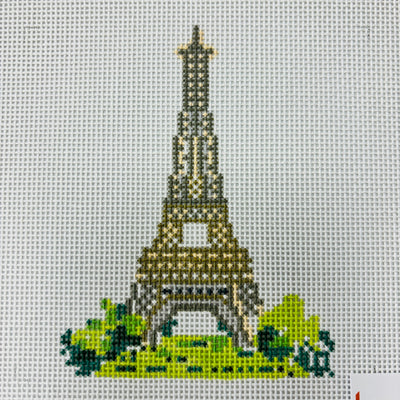 Eiffel Tower with Greenery Needlepoint Canvas