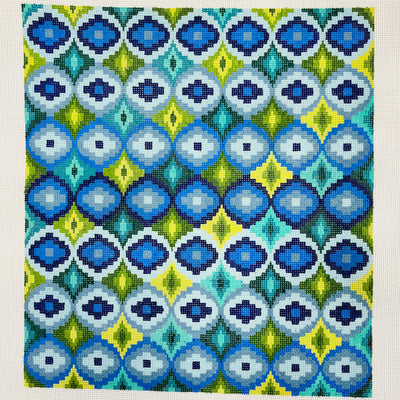 Bargello Lollipops Variation in Blue and Green Needlepoint Canvas