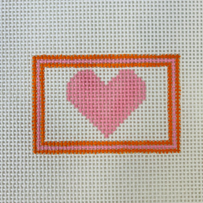 Pink Heart Insert Needlepoint Canvas