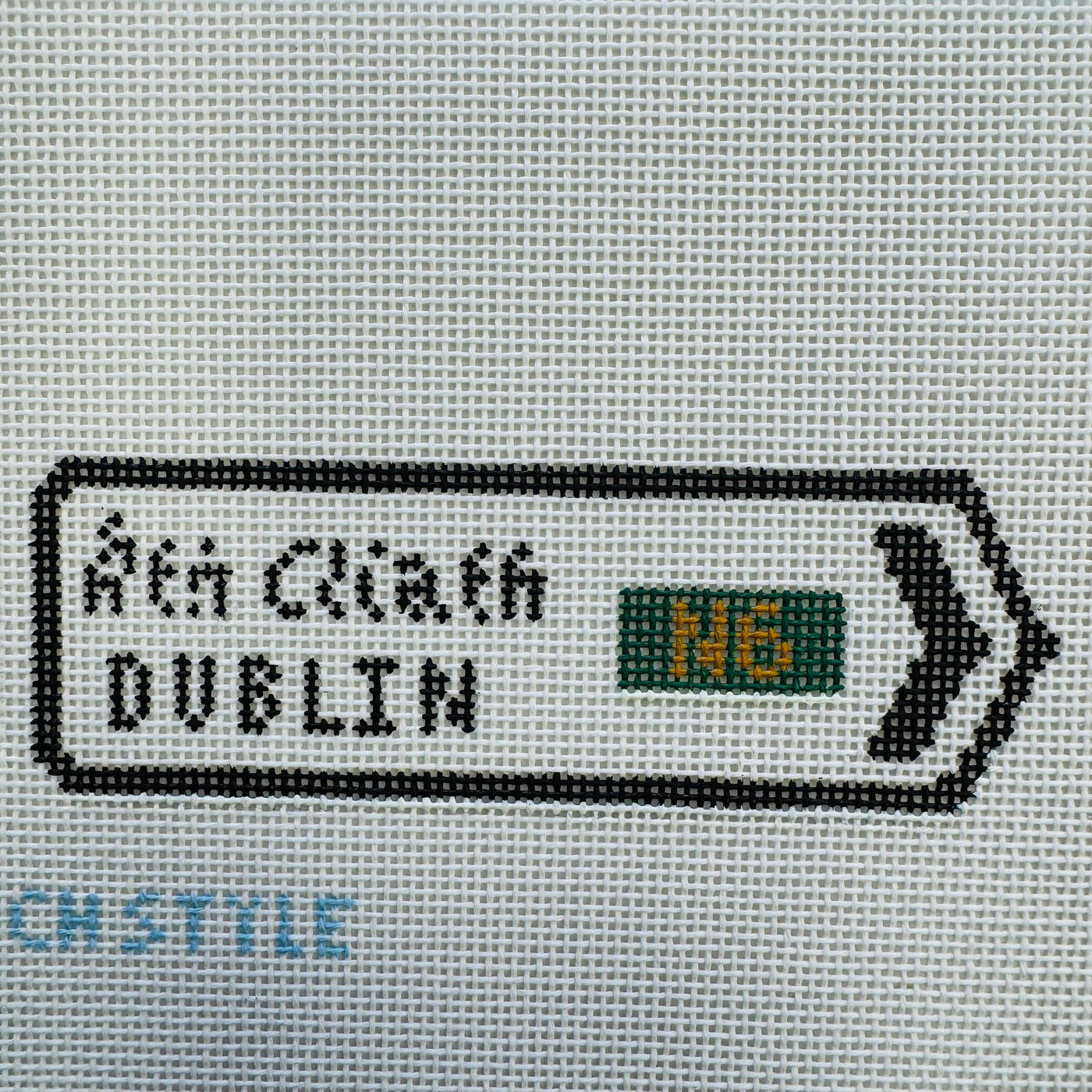 Irish Roundabout Sign Needlepoint Canvas