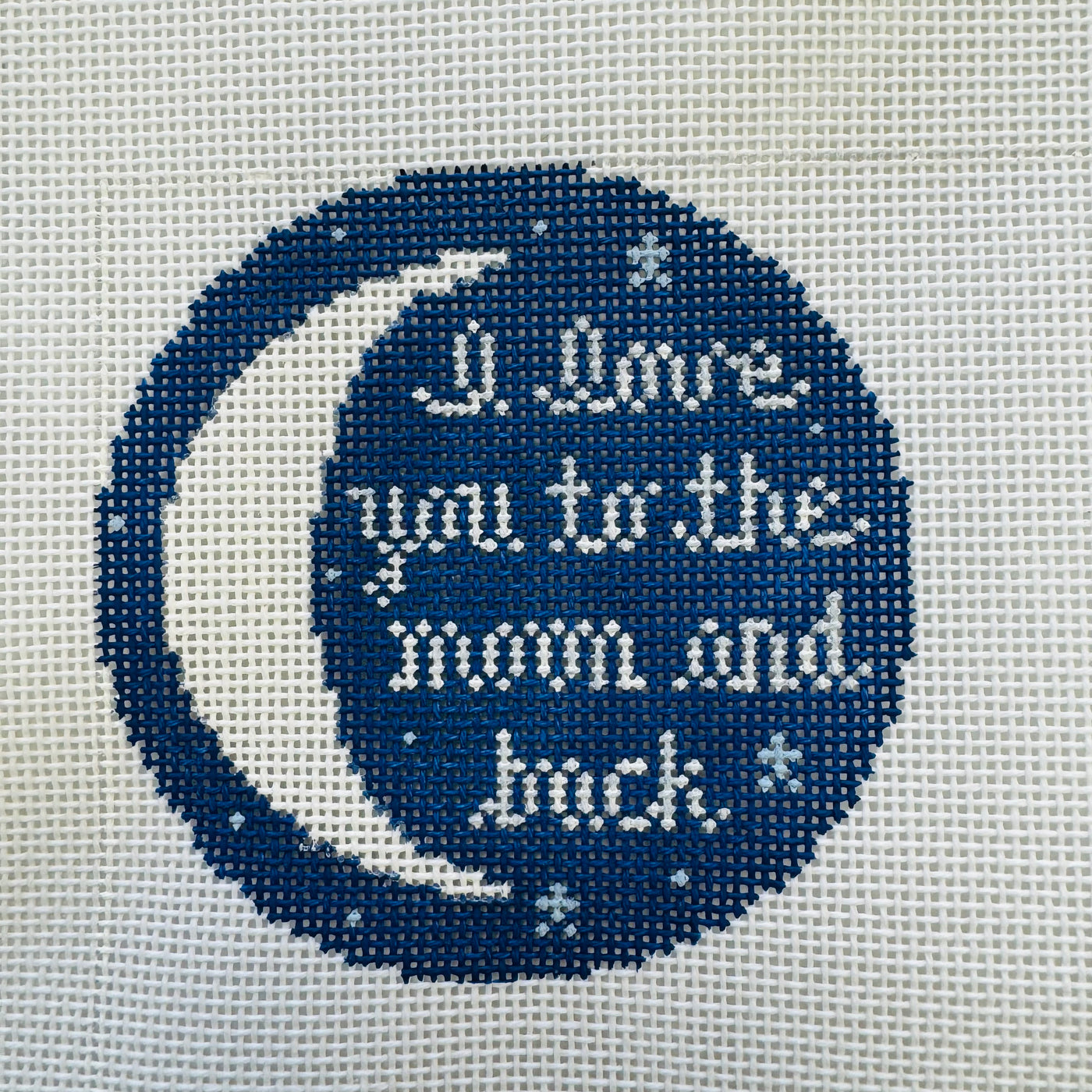 I Love You to the Moon Needlepoint Canvas with stitch guide