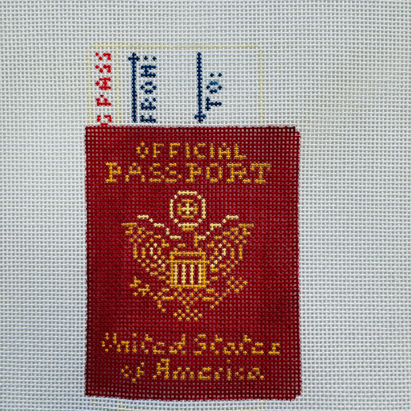Passport Needlepoint Canvas - Burgundy