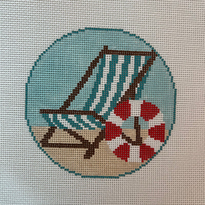 Beach Chair Round with Stitch Guide Needlepoint Canvas