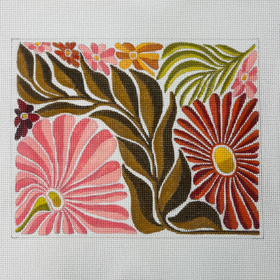 Warm Floral Clutch or Pillow Needlepoint Canvas