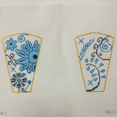 Blue Flowers Scissor Case Needlepoint Canvas