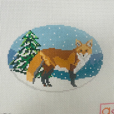 Fox in Snow Ornament Needlepoint Canvas