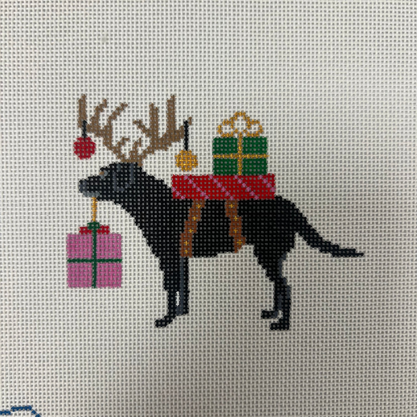 Special Delivery - Black Lab Ornament Needlepoint Canvas