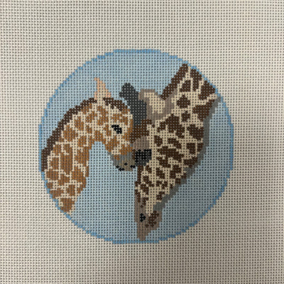Mom and Baby Giraffe Needlepoint Canvas