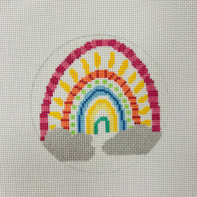 Rainbow Glittery Round Insert Needlepoint Canvas