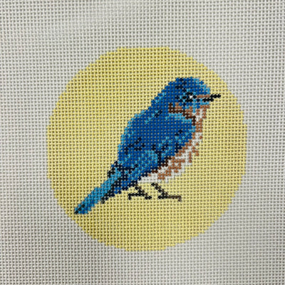 Blue Bird Round Needlepoint Canvas