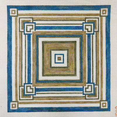Blue/Beige Graphic Needlepoint Canvas
