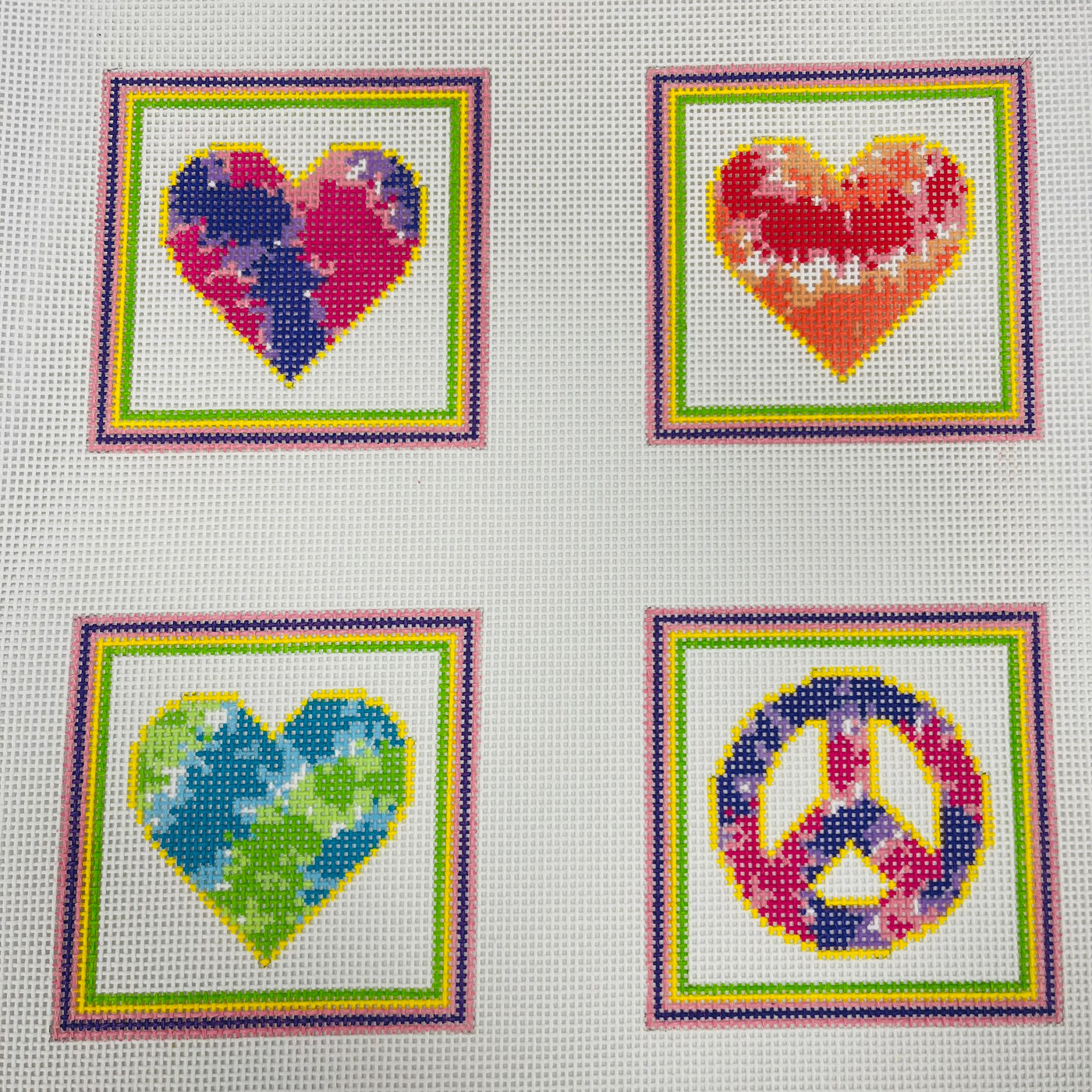 Peace & Love Coaster Set Needelpoint Canvas