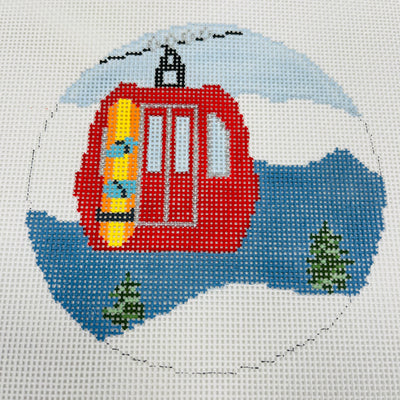 Gondola with Snowboard Ornament Needlepoint Canvas  h