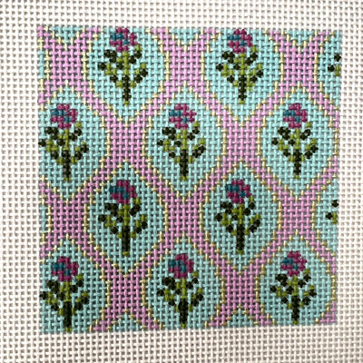 Floral Square Pink Needlepoint Canvas
