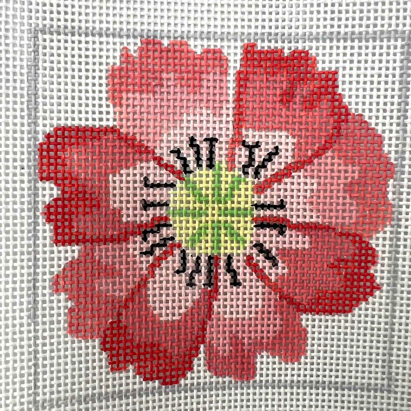 Coral Dazzle Flower Needlepoint Canvas