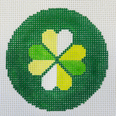 Green Shamrock Round Ornament Needlepoint Canvas