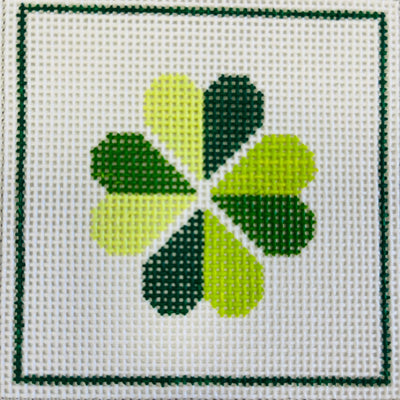 White Shamrock Square Coaster Needlepoint Canvas