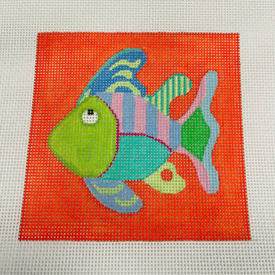 Itty Bitty Fish Coaster Insert Needlepoint Canvas