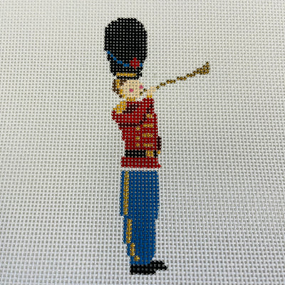 Victorian Christmas Soldier & Horn Needlepoint Canvas